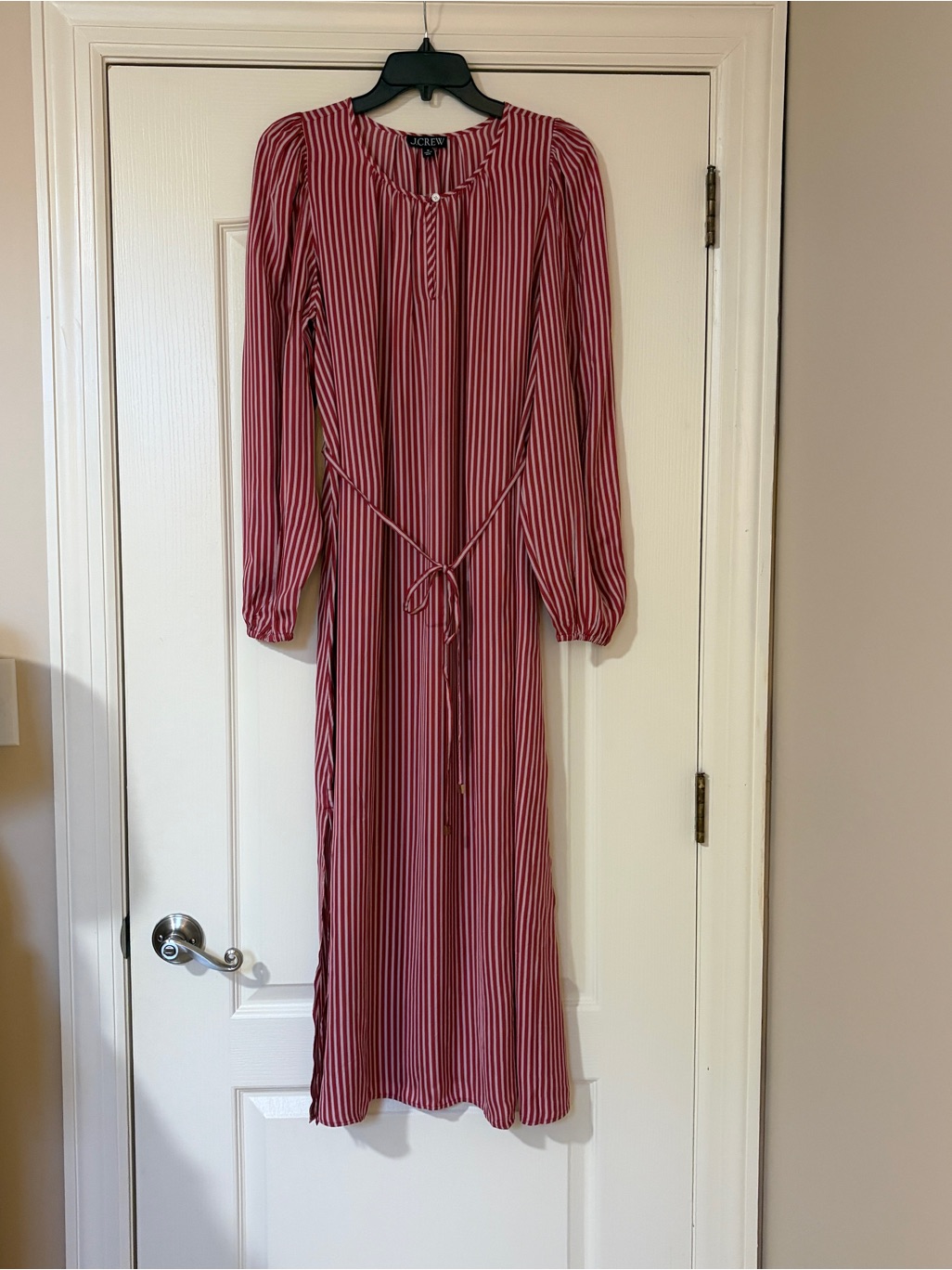 Long Sleeve Red Striped Maxi Dress